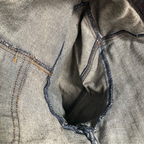 Chico’s Denim Dark Blue & Rust Red Stone Wash Jacket - Size 2 large - Picture 12 of 15